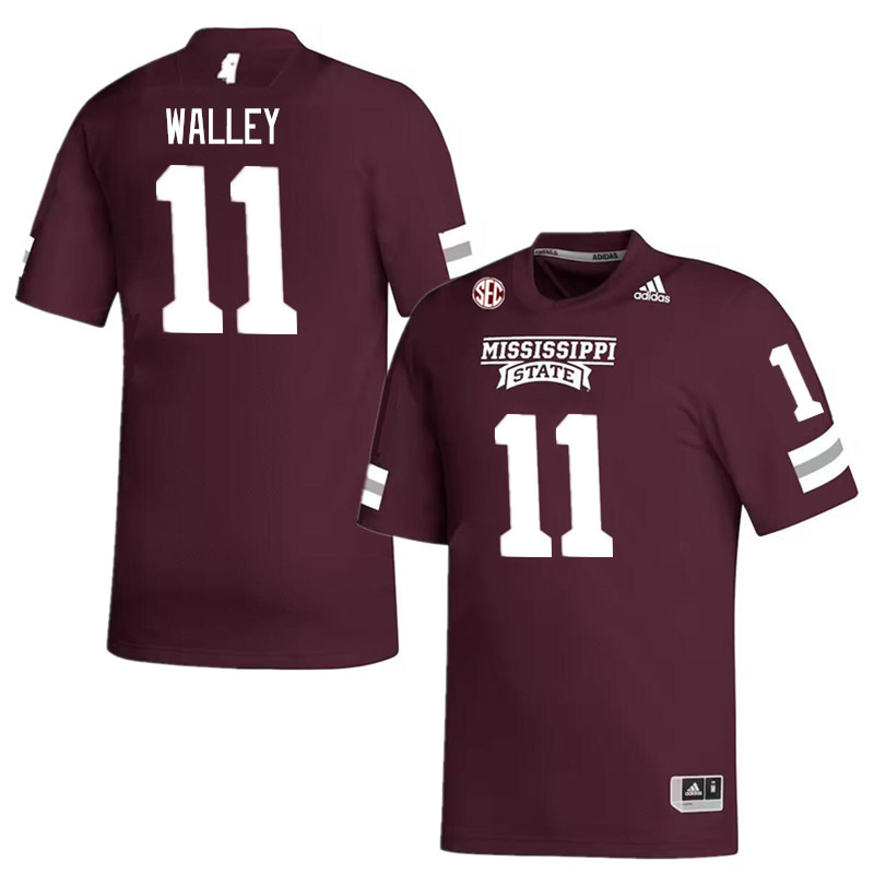 Men #11 Jaden Walley Mississippi State Bulldogs College Football Jerseys Stitched Sale-Maroon